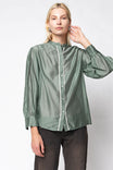 Button-up Blouse With Lace Trim Detailing