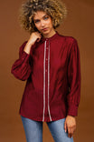 Button-up Blouse With Lace Trim Detailing