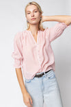 Striped Button-down Blouse With Smocked Cuffs
