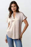 Drop Shoulder Blouse In Crinkle Satin