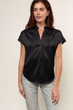Drop Shoulder Blouse In Crinkle Satin