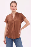 Drop Shoulder Blouse In Crinkle Satin