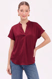 Drop Shoulder Blouse In Crinkle Satin