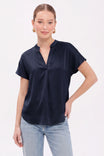 Drop Shoulder Blouse In Crinkle Satin