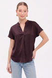Drop Shoulder Blouse In Crinkle Satin