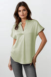 Drop Shoulder Blouse In Crinkle Satin