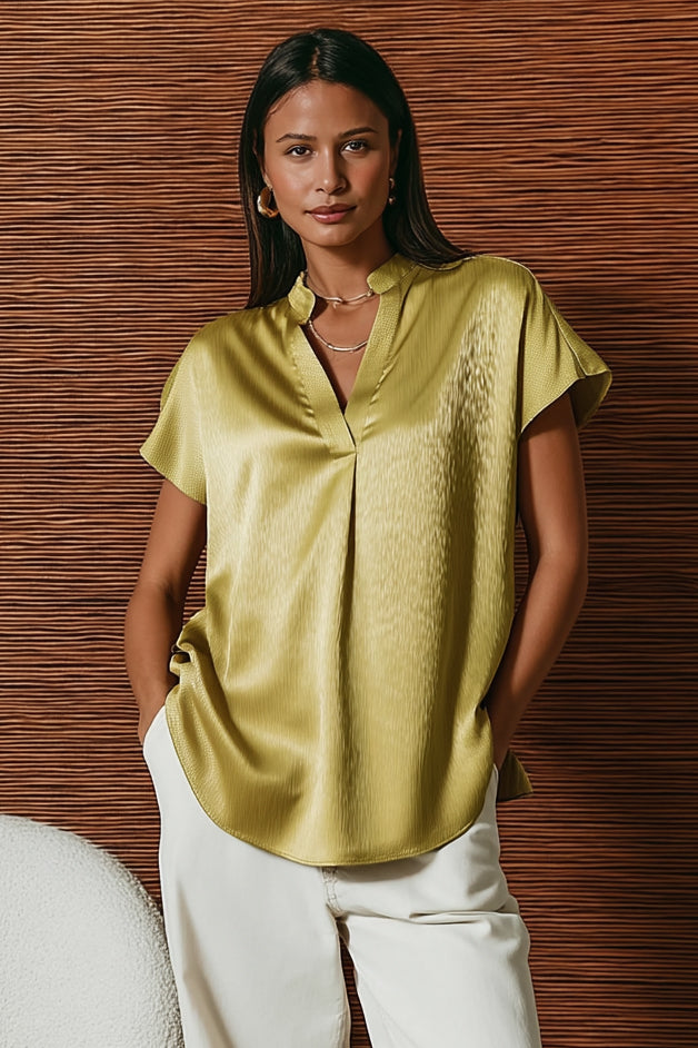 Drop Shoulder Blouse In Crinkle Satin – Naked Zebra Wholesale