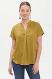 Drop Shoulder Blouse In Crinkle Satin