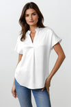Drop Shoulder Blouse In Crinkle Satin