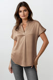 Drop Shoulder Blouse In Crinkle Satin