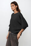Hemp Blend 3/4 Sleeve Batwing Blouse