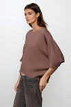 Hemp Blend 3/4 Sleeve Batwing Blouse