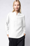 Band Collar Blouse With Half-placket