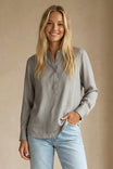 Band Collar Blouse With Half-placket