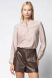 Band Collar Blouse With Half-placket