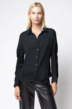 Button-up Blouse With Ruched Sleeve Detail