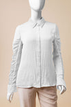 Button-up Blouse With Ruched Sleeve Detail
