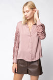 Button-up Blouse With Ruched Sleeve Detail