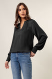 Billowy Gathered V-neck Blouse