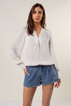 Billowy Gathered V-neck Blouse