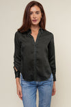 Collared Blouse With Button Accent