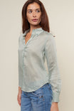 Collared Blouse With Button Accent