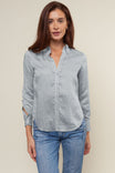 Collared Blouse With Button Accent