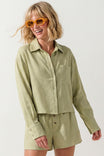Effortless Woven Button-front Blouse