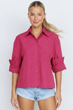 Rolled Sleeve Button Up Blouse
