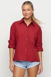 Rolled Sleeve Button Up Blouse