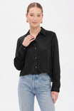 Blanket-stitch Cuff Button Up Blouse