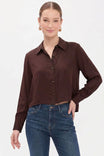 Blanket-stitch Cuff Button Up Blouse