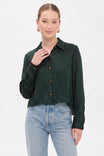 Blanket-stitch Cuff Button Up Blouse