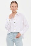 Blanket-stitch Cuff Button Up Blouse