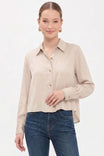 Blanket-stitch Cuff Button Up Blouse
