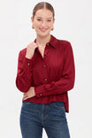 Blanket-stitch Cuff Button Up Blouse