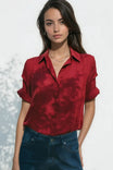 Pinned Short Sleeve Relaxed Blouse