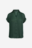 Whipstitch Short Sleeve Button Up Blouse