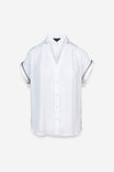 Whipstitch Short Sleeve Button Up Blouse