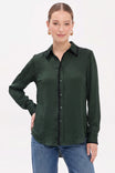 Blanket-stitch Silky Button-up Blouse
