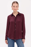 Blanket-stitch Silky Button-up Blouse