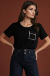 Blanket-stitch Short Sleeve Blouse
