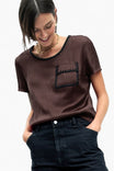 Blanket-stitch Short Sleeve Blouse
