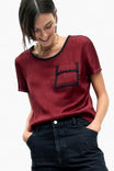 Blanket-stitch Short Sleeve Blouse
