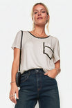Blanket-stitch Short Sleeve Blouse