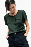 Blanket-stitch Short Sleeve Blouse