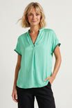 Whipstitch Drop Shoulder Regular Blouse