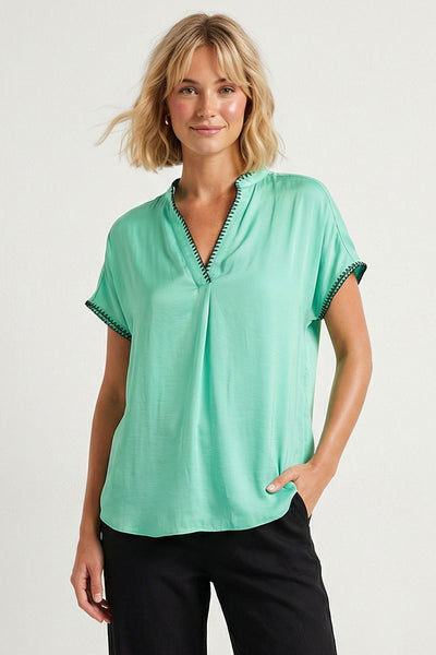 Whipstitch Drop Shoulder Regular Blouse – Naked Zebra Wholesale