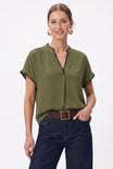 Whipstitch Drop Shoulder Regular Blouse