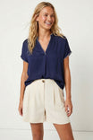 Whipstitch Drop Shoulder Regular Blouse